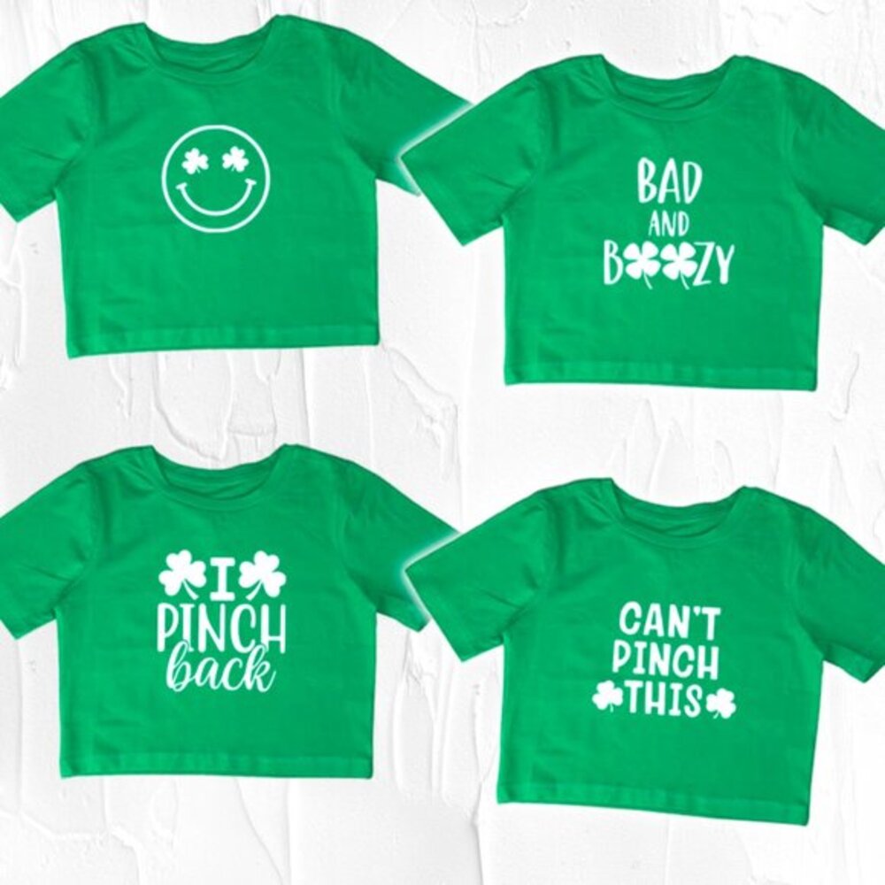 Green womens st patricks day croptop, womens st pattys day tshirt, st patty cute